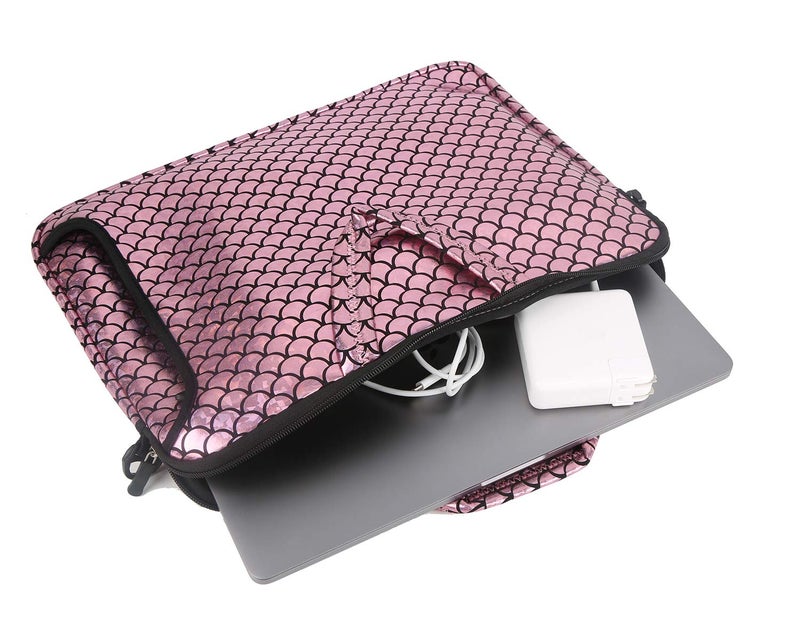 Youda 11.6-Inch Laptop Shoulder Messenger Carrying Bag Case Sleeve For 11" 11.6" 12" 12.5 inch Macbook/Notebook/Ultrabook/Chromebook, Mermaid Scale - Image 4